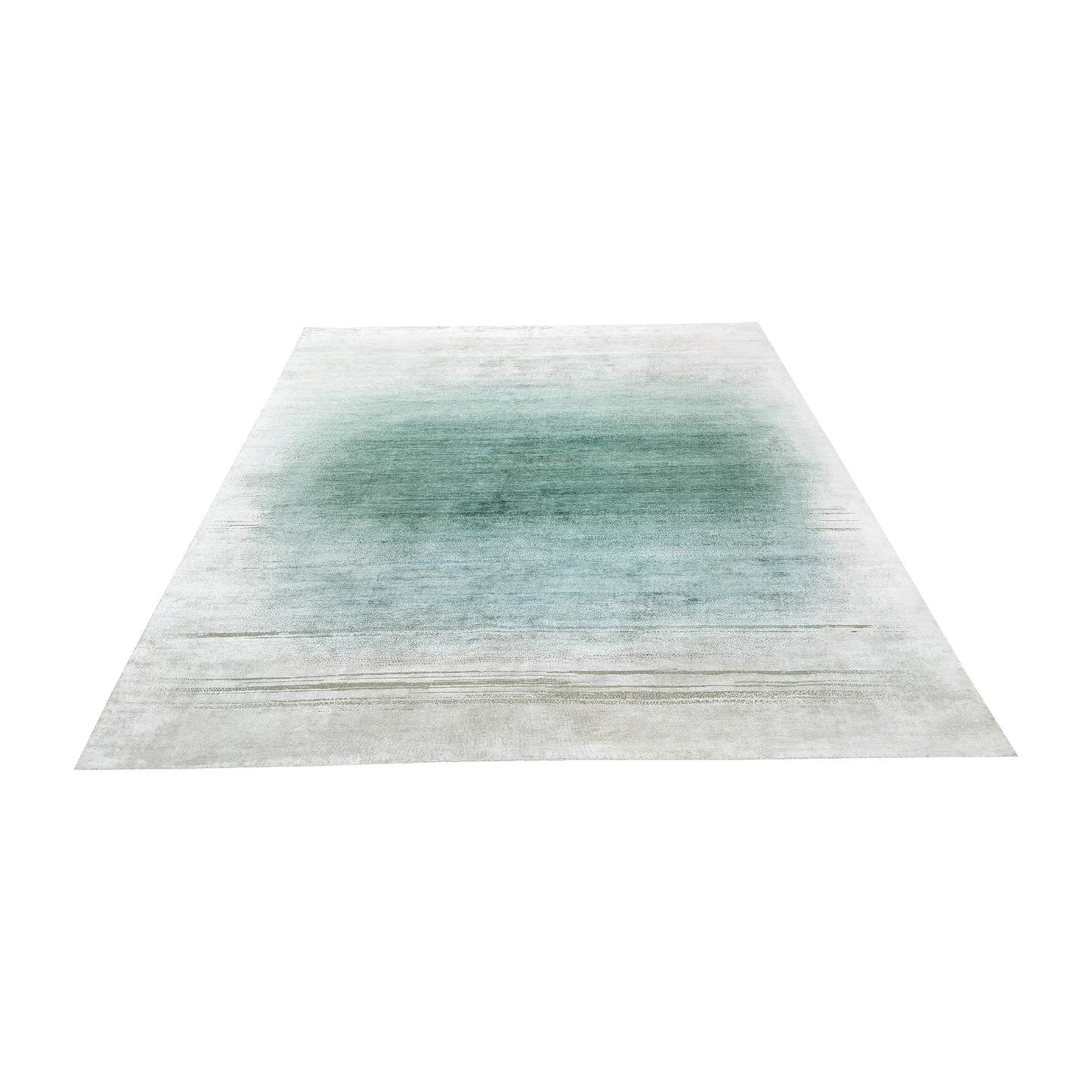 Green Ivory, Blended Silk Wool Oxidized Modern Ombre Handknotted 8.0X9.10Ft 244x298Cms Area Rug