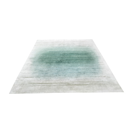 Green Ivory, Blended Silk Wool Oxidized Modern Ombre Handknotted 8.0X9.10Ft 244x298Cms Area Rug
