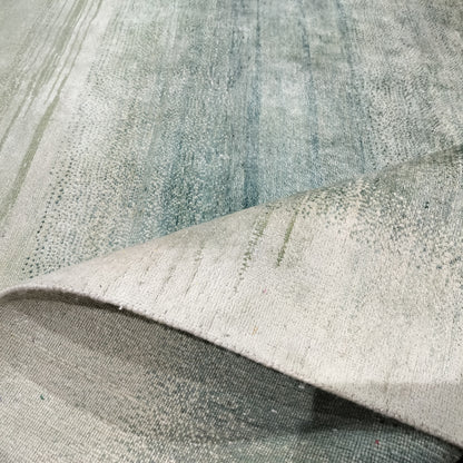 Green Ivory, Blended Silk Wool Oxidized Modern Ombre Handknotted 8.0X9.10Ft 244x298Cms Area Rug