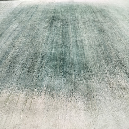 Green Ivory, Blended Silk Wool Oxidized Modern Ombre Handknotted 8.0X9.10Ft 244x298Cms Area Rug