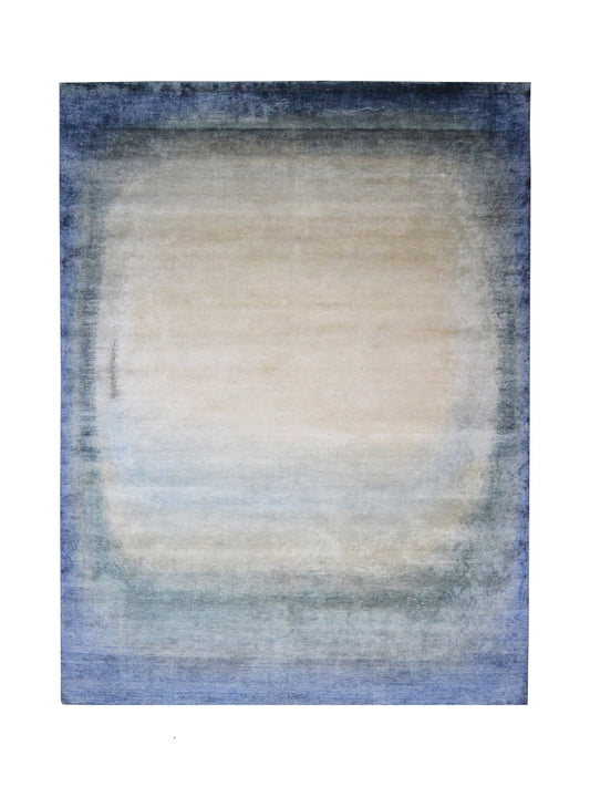 Navy Blue Silk Ombre Modern Handknotted 8.11x12.0ft 271x366Cms Area Rug