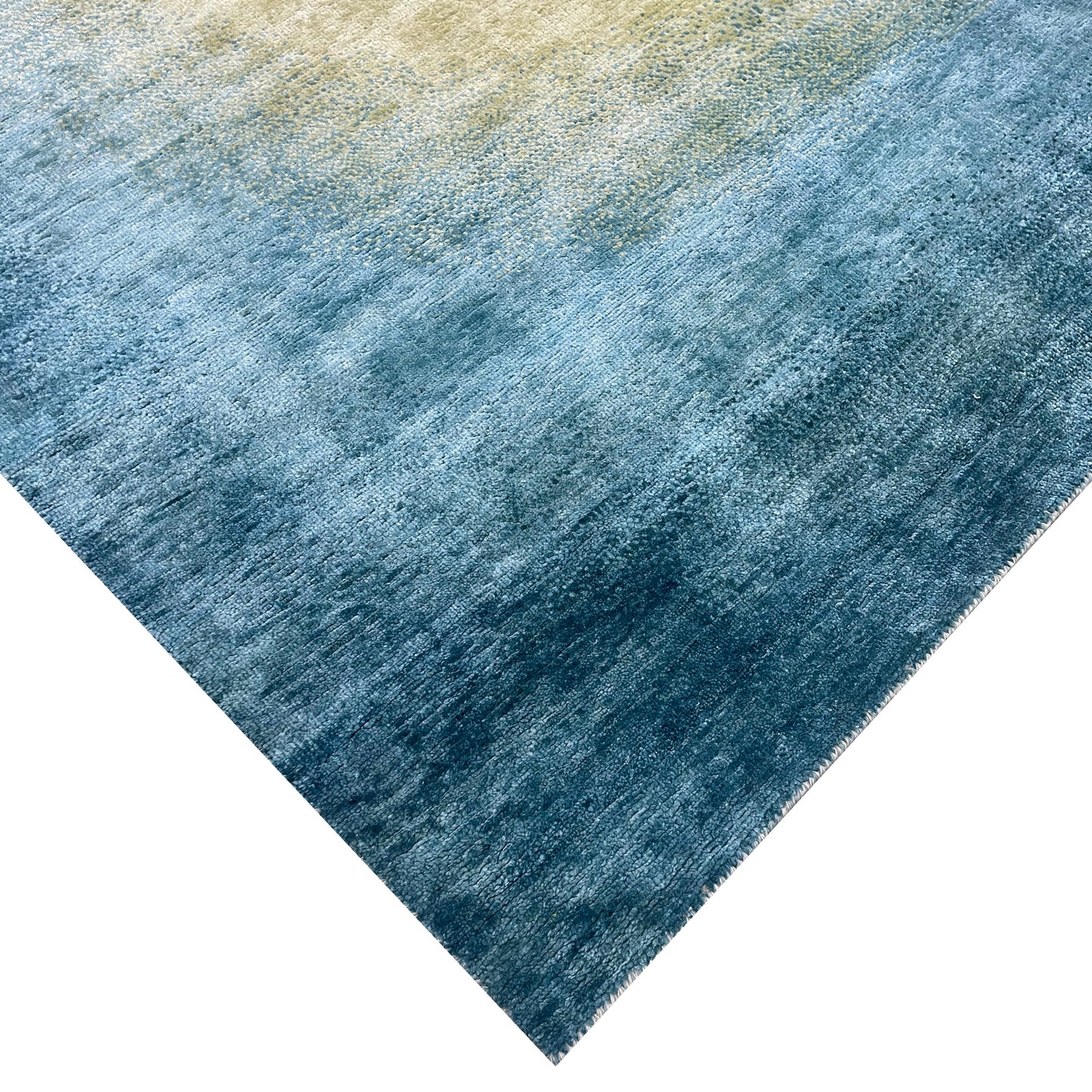 Green and Gold Silk Ombre Modern Handknotted 9.2x11.11ft 279x365Cms Area Rug