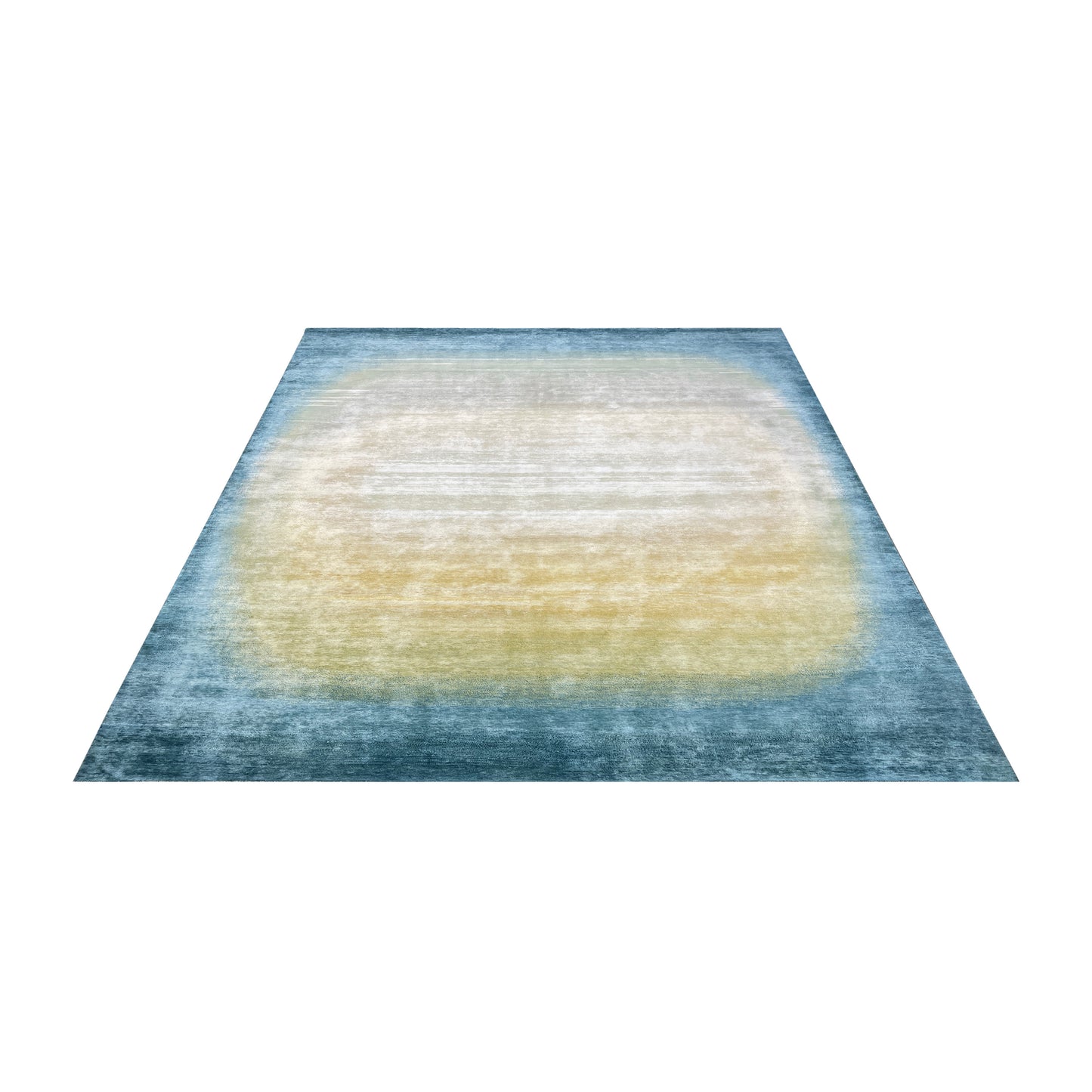 Green and Gold Silk Ombre Modern Handknotted 9.2x11.11ft 279x365Cms Area Rug