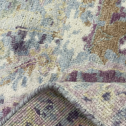 Grey and Lavender Silk Persian Erased Traditional Handknotted 9.3x12.1ft 282x369Cms Area Rug
