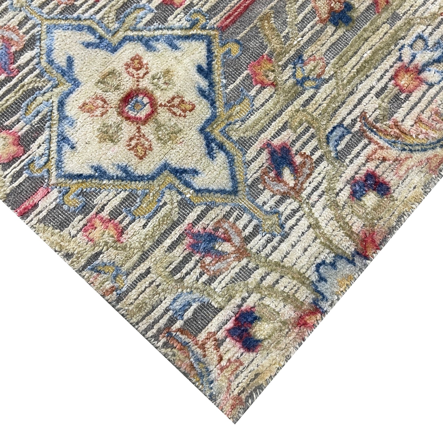 Gery and Ivory Silk and Wool Oxidized Persian Tabriz Transitional Handknotted 10.0x14.2ft 304x432Cms Area Rug