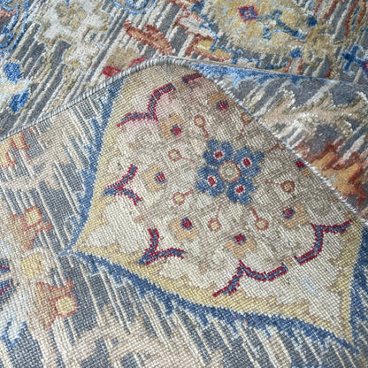 Gery and Ivory Silk and Wool Oxidized Persian Tabriz Transitional Handknotted 10.0x14.2ft 304x432Cms Area Rug