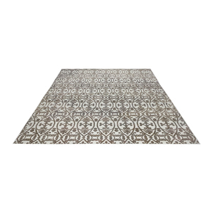 Beige and Brown Wool Carved Modern Greek Japandi Handknotted 7.11x10.2ft 242x311Cms Area Rug