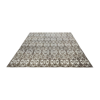 Beige and Brown Wool Carved Modern Greek Japandi Handknotted 7.11x10.2ft 242x311Cms Area Rug