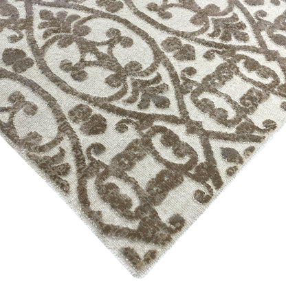 Beige and Brown Wool Carved Modern Greek Japandi Handknotted 7.11x10.2ft 242x311Cms Area Rug