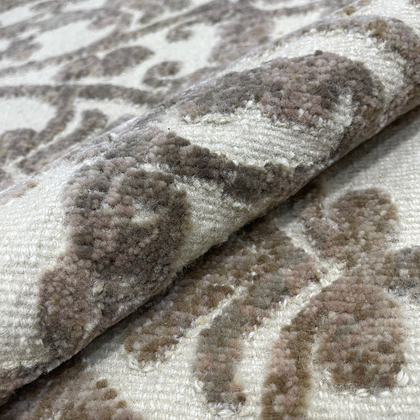 Beige and Brown Wool Carved Modern Greek Japandi Handknotted 7.11x10.2ft 242x311Cms Area Rug