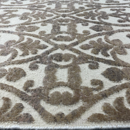 Beige and Brown Wool Carved Modern Greek Japandi Handknotted 7.11x10.2ft 242x311Cms Area Rug