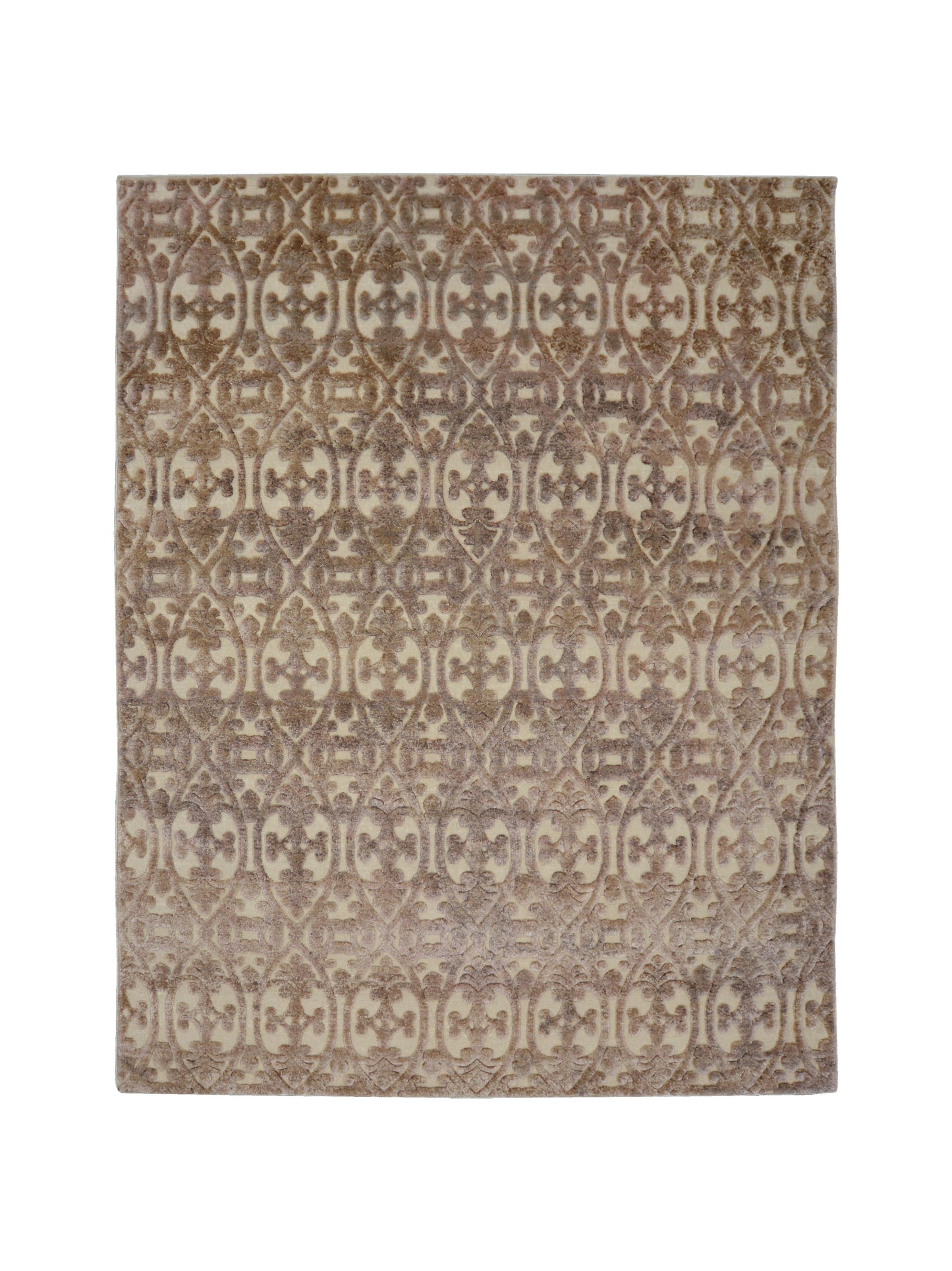 Beige and Brown Wool Carved Modern Greek Japandi Handknotted 8.0x10.3ft 243x313Cms Area Rug