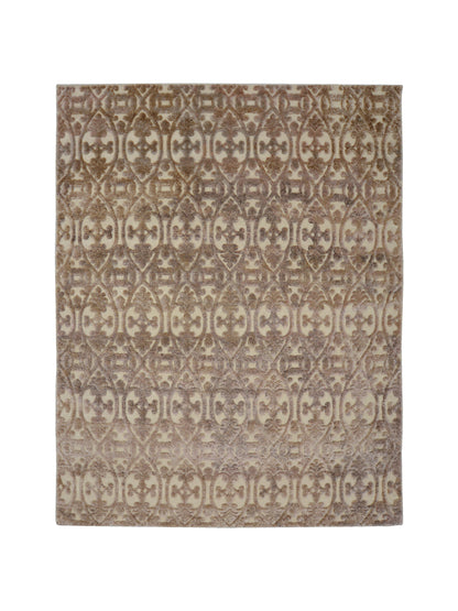 Beige and Brown Wool Carved Modern Greek Japandi Handknotted 8.0x10.3ft 243x313Cms Area Rug