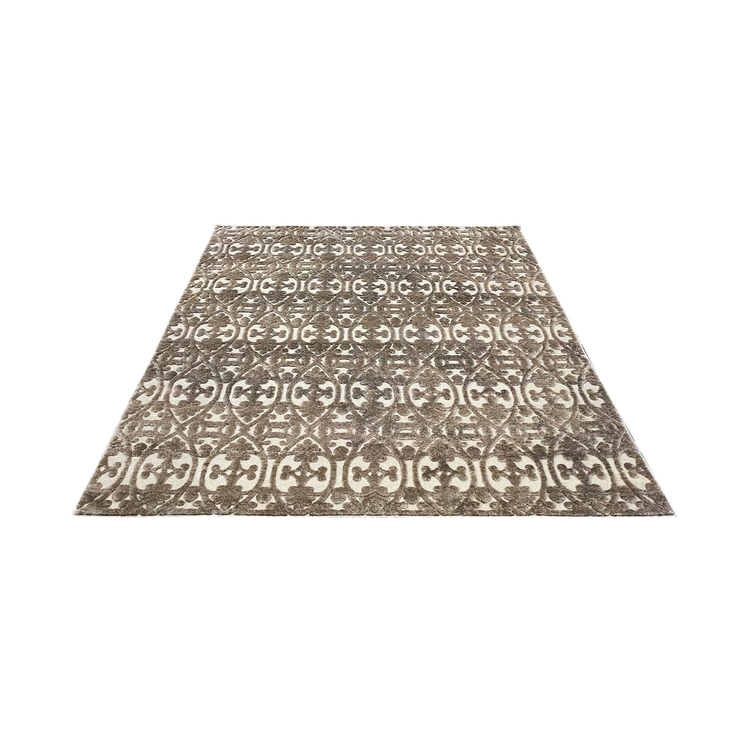 Beige and Brown Wool Carved Modern Greek Japandi Handknotted 8.0x10.3ft 243x313Cms Area Rug