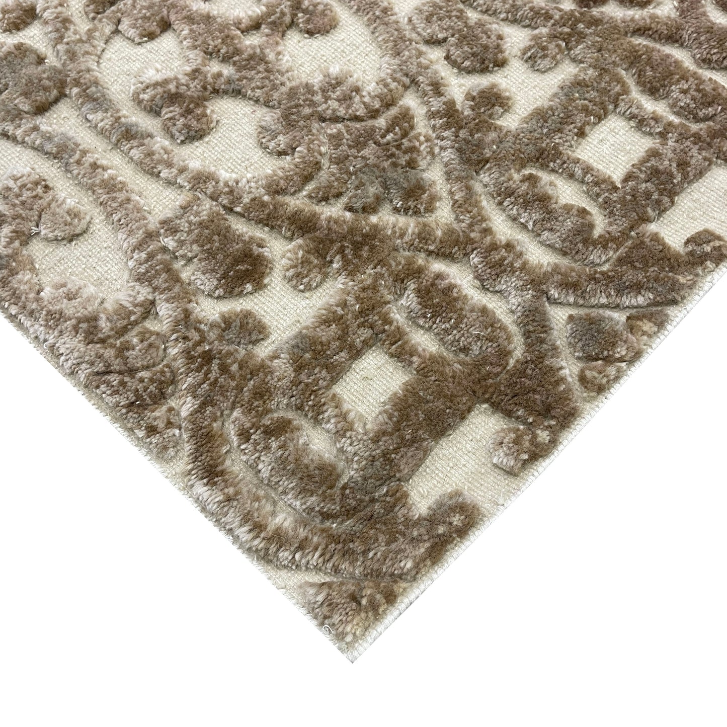 Beige and Brown Wool Carved Modern Greek Japandi Handknotted 8.0x10.3ft 243x313Cms Area Rug
