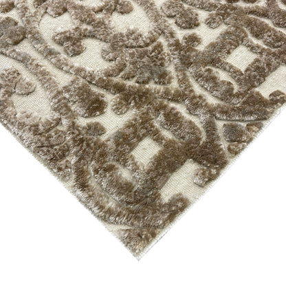 Beige and Brown Wool Carved Modern Greek Japandi Handknotted 8.0x10.3ft 243x313Cms Area Rug