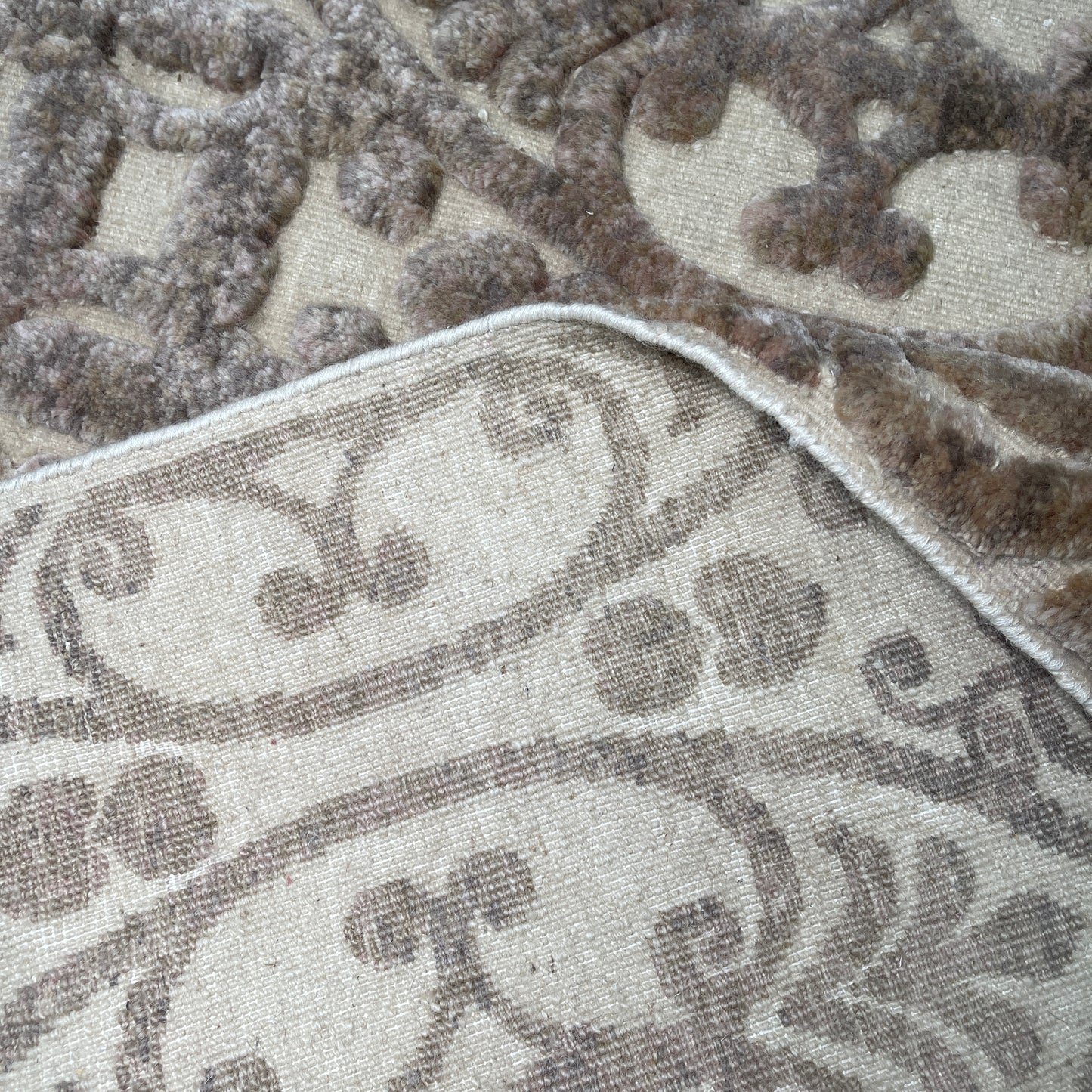 Beige and Brown Wool Carved Modern Greek Japandi Handknotted 8.0x10.3ft 243x313Cms Area Rug