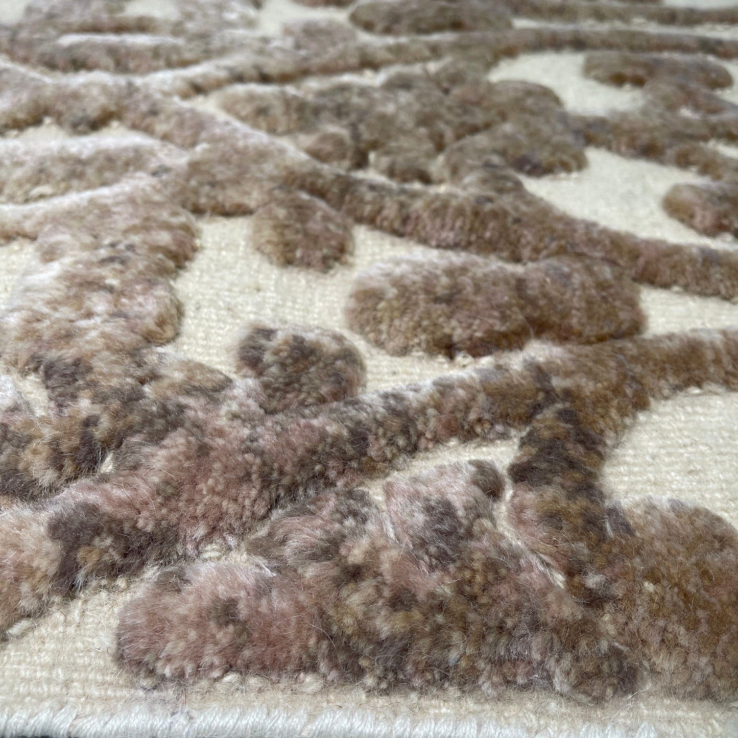 Beige and Brown Wool Carved Modern Greek Japandi Handknotted 8.0x10.3ft 243x313Cms Area Rug