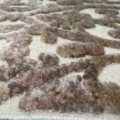 Beige and Brown Wool Carved Modern Greek Japandi Handknotted 8.0x10.3ft 243x313Cms Area Rug