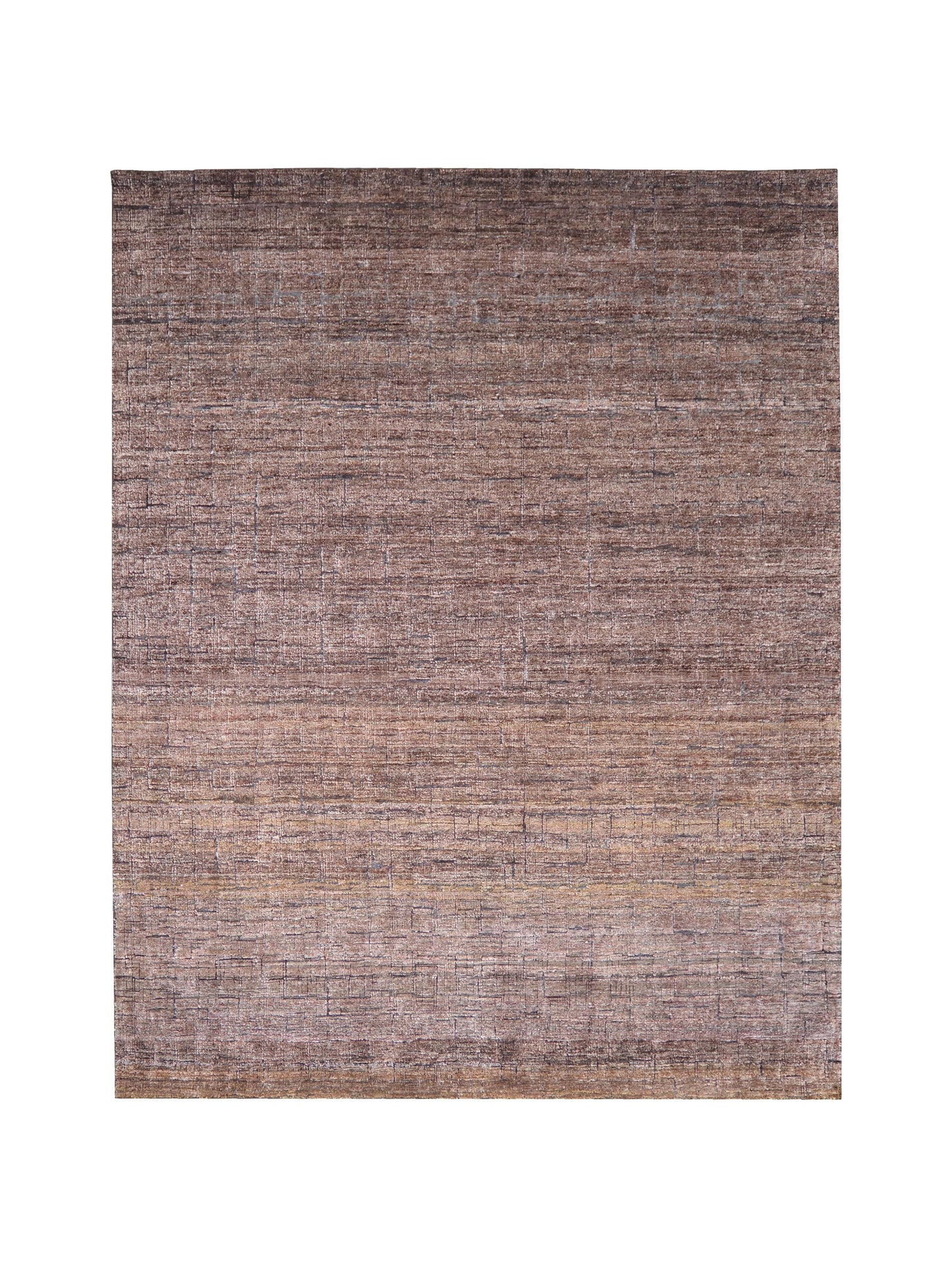 Brown, Silk Wool Oxidized Modern Pattern Handknotted 8.0x10.0ft 245x305Cms Area Rug