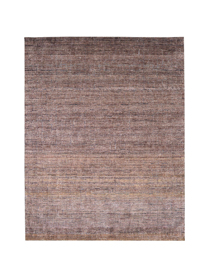 Brown, Silk Wool Oxidized Modern Pattern Handknotted 8.0x10.0ft 245x305Cms Area Rug