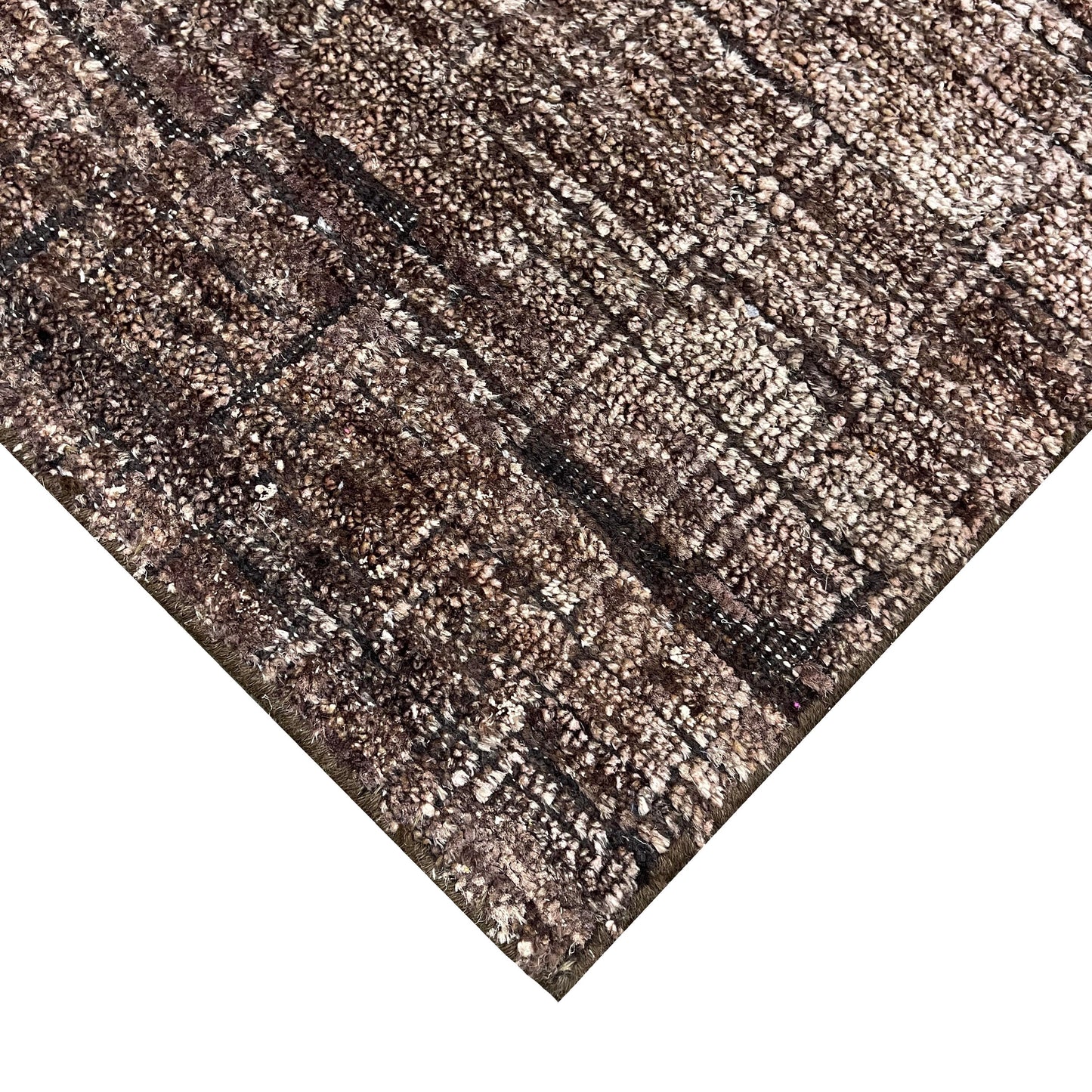 Brown, Silk Wool Oxidized Modern Pattern Handknotted 8.0x10.0ft 245x305Cms Area Rug