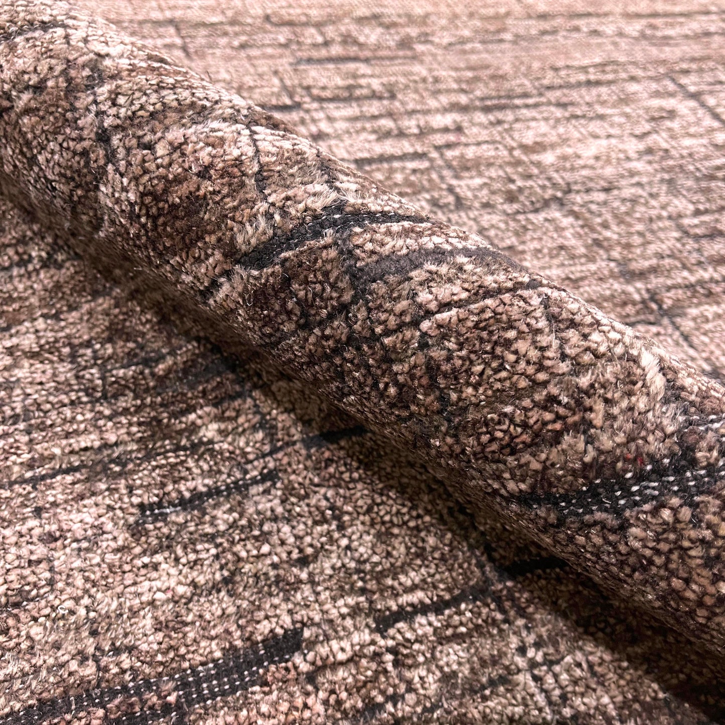 Brown, Silk Wool Oxidized Modern Pattern Handknotted 8.0x10.0ft 245x305Cms Area Rug
