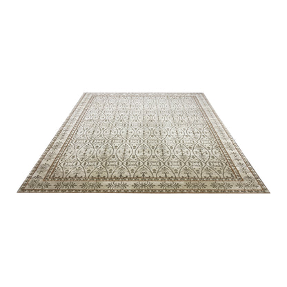 Ivory and Brown, Wool Thick Pile Transitional Handknotted 9.1x12.1ft 276x366Cms Area Rug