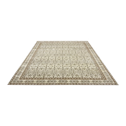 Ivory and Brown, Wool Thick Pile Transitional Handknotted 9.1x12.1ft 276x366Cms Area Rug