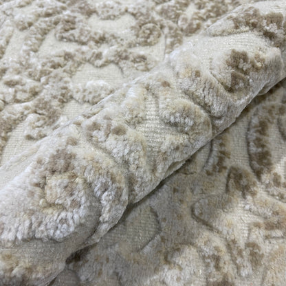 Ivory and Brown Wool Carved Greek Japandi Modern Handknotted 7.11x10.0ft 241x304Cms Area Rug