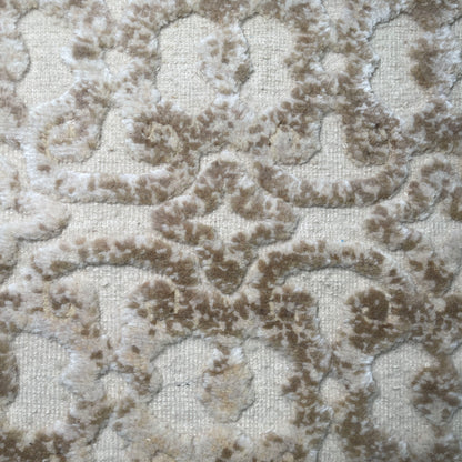 Ivory and Brown Wool Carved Greek Japandi Modern Handknotted 7.11x10.0ft 241x304Cms Area Rug