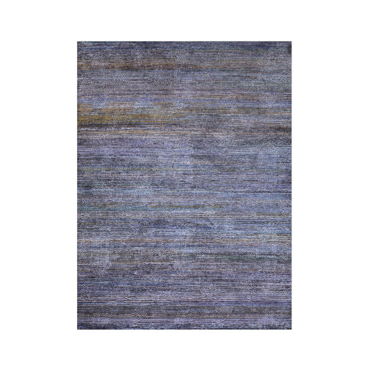 Black Geometrical Silk and Wool Oxidized Modern Handknotted 8.11x12.3ft 272x372Cms Area Rug