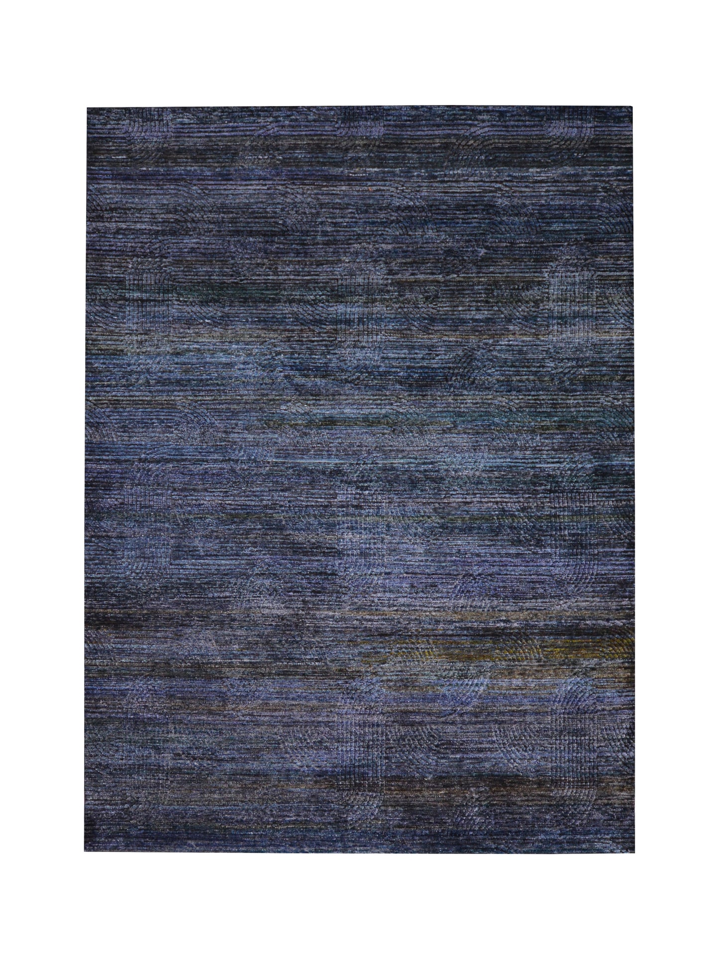 Black Geometrical Silk and Wool Oxidized Modern Handknotted 8.11x12.3ft 272x372Cms Area Rug