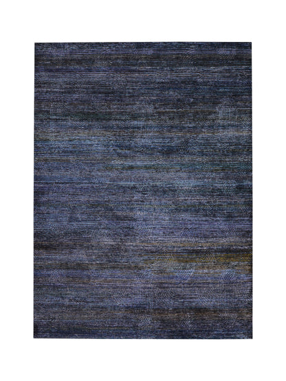 Black Geometrical Silk and Wool Oxidized Modern Handknotted 8.11x12.3ft 272x372Cms Area Rug