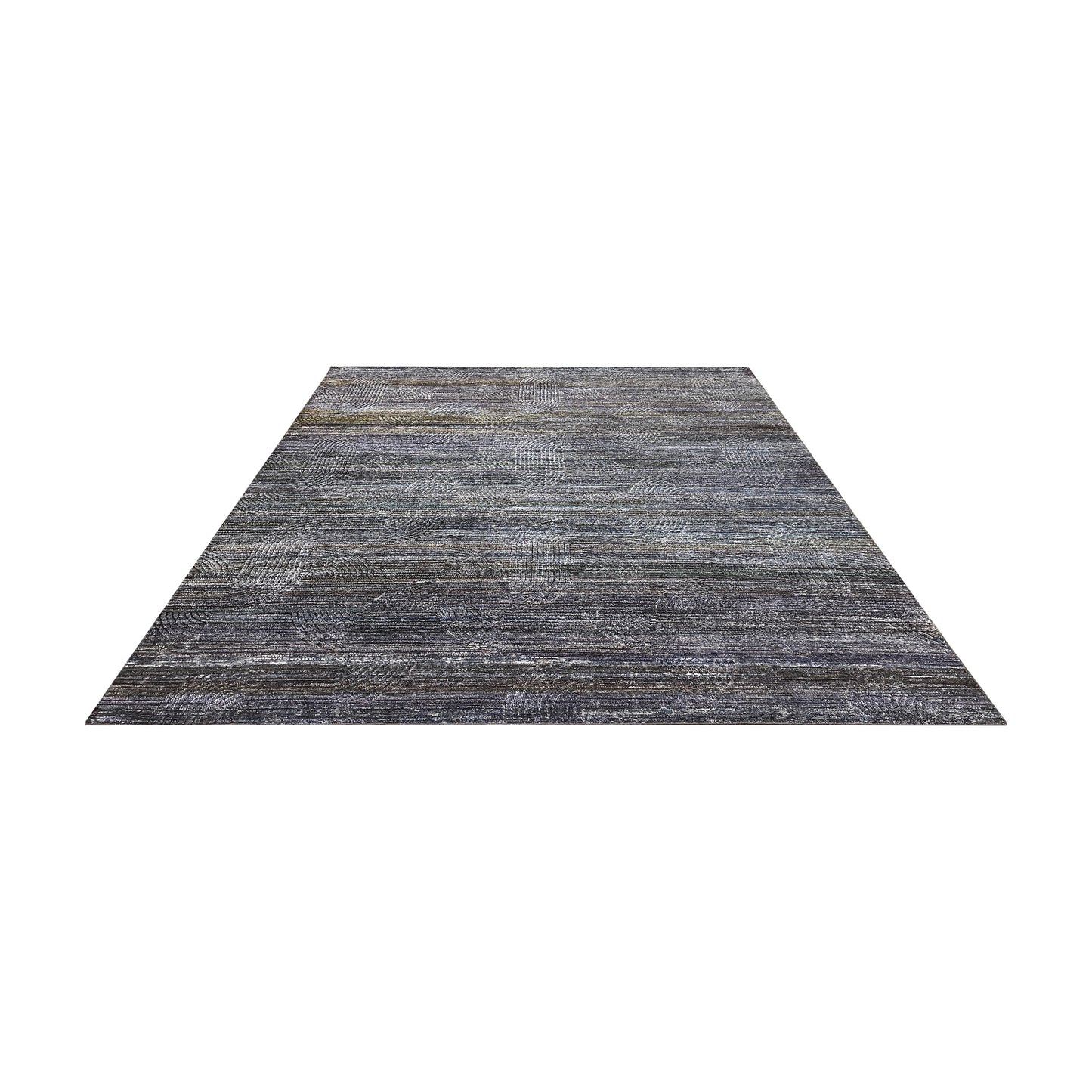 Black Geometrical Silk and Wool Oxidized Modern Handknotted 8.11x12.3ft 272x372Cms Area Rug