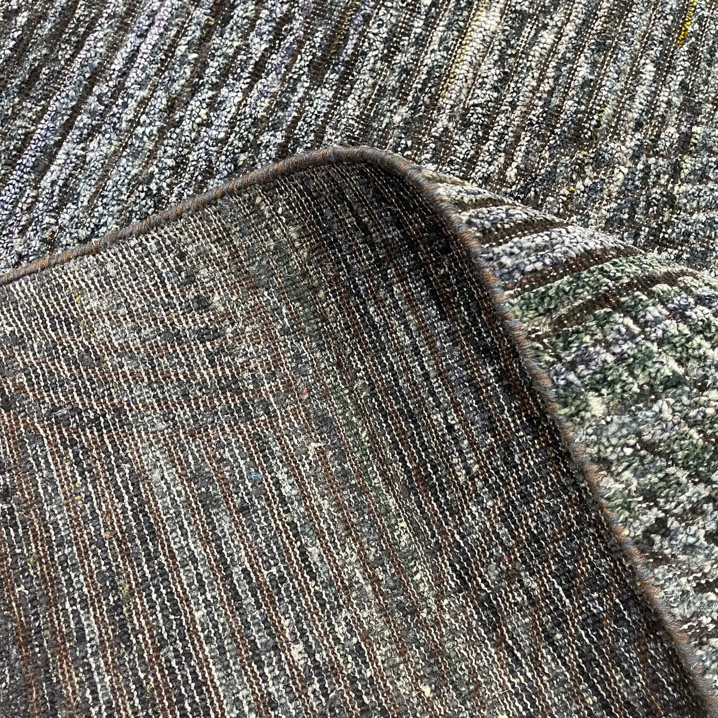 Black Geometrical Silk and Wool Oxidized Modern Handknotted 8.11x12.3ft 272x372Cms Area Rug