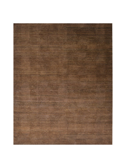 Brown, Wool Modern Geometrical Handknotted 8.1x10.1ft 246x307Cms Area Rug