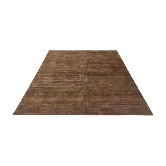 Brown, Wool Modern Geometrical Handknotted 8.1x10.1ft 246x307Cms Area Rug