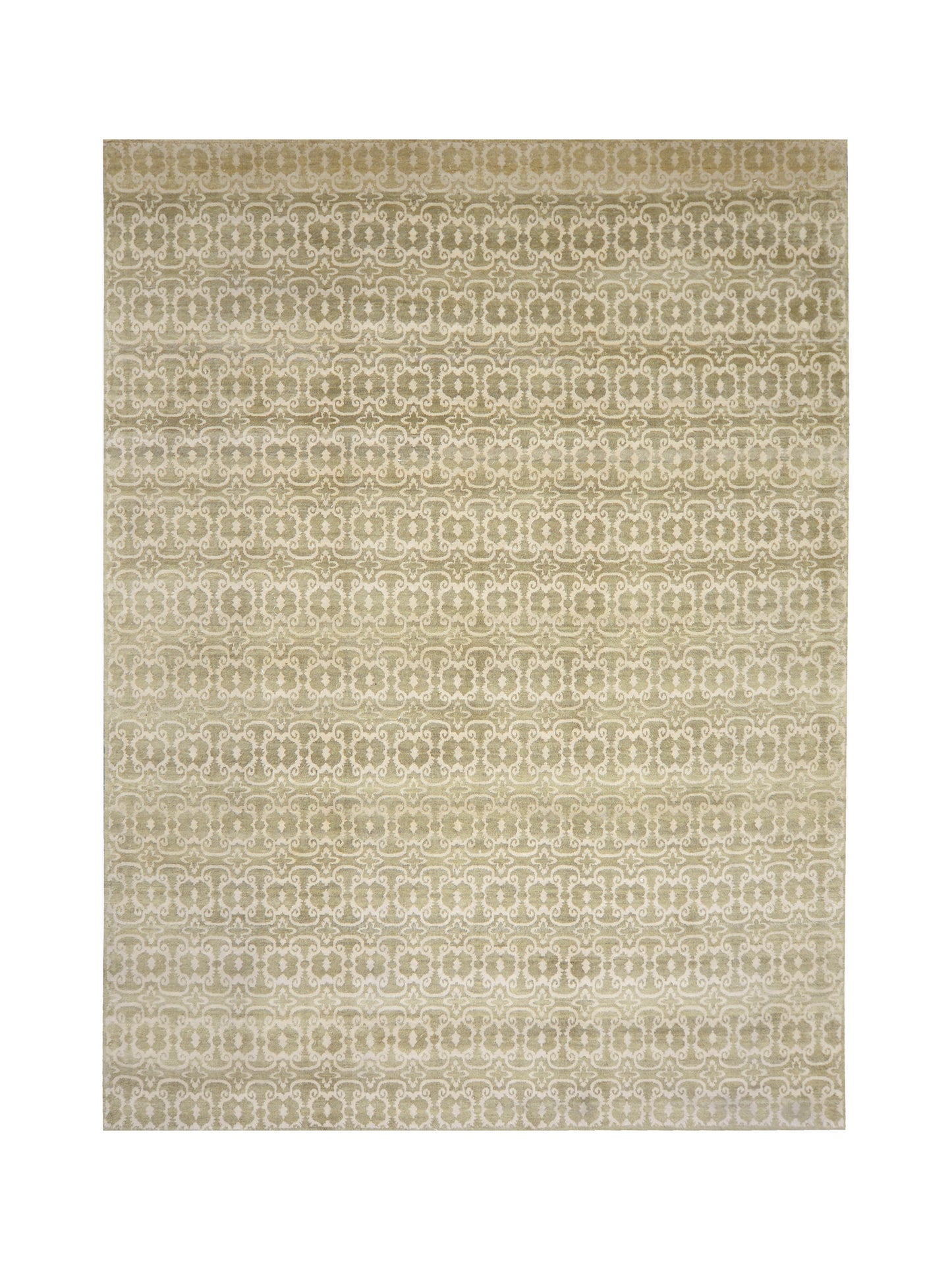 Ivory and Brown, Wool Thick Pile Transitional Handknotted 9.2x12.1ft 269x368Cms Area Rug