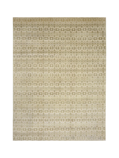 Ivory and Brown, Wool Thick Pile Transitional Handknotted 9.2x12.1ft 269x368Cms Area Rug