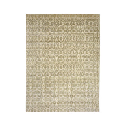 Ivory and Brown, Wool Thick Pile Transitional Handknotted 9.2x12.1ft 269x368Cms Area Rug