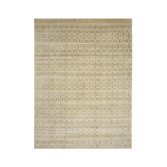 Ivory and Brown, Wool Thick Pile Transitional Handknotted 9.2x12.1ft 269x368Cms Area Rug