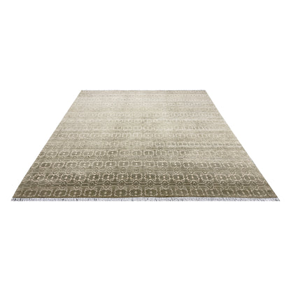 Ivory and Brown, Wool Thick Pile Transitional Handknotted 9.2x12.1ft 269x368Cms Area Rug