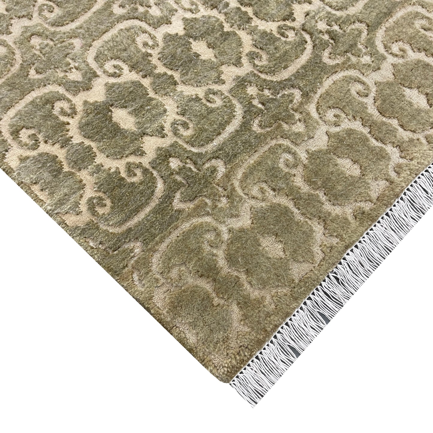 Ivory and Brown, Wool Thick Pile Transitional Handknotted 9.2x12.1ft 269x368Cms Area Rug