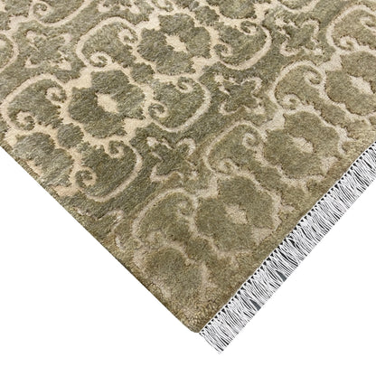 Ivory and Brown, Wool Thick Pile Transitional Handknotted 9.2x12.1ft 269x368Cms Area Rug