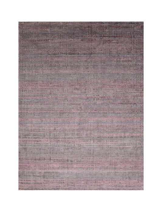 Brown, Silk Wool Oxidized Modern Handknotted 8.11x12.1ft 271x367Cms Area Rug