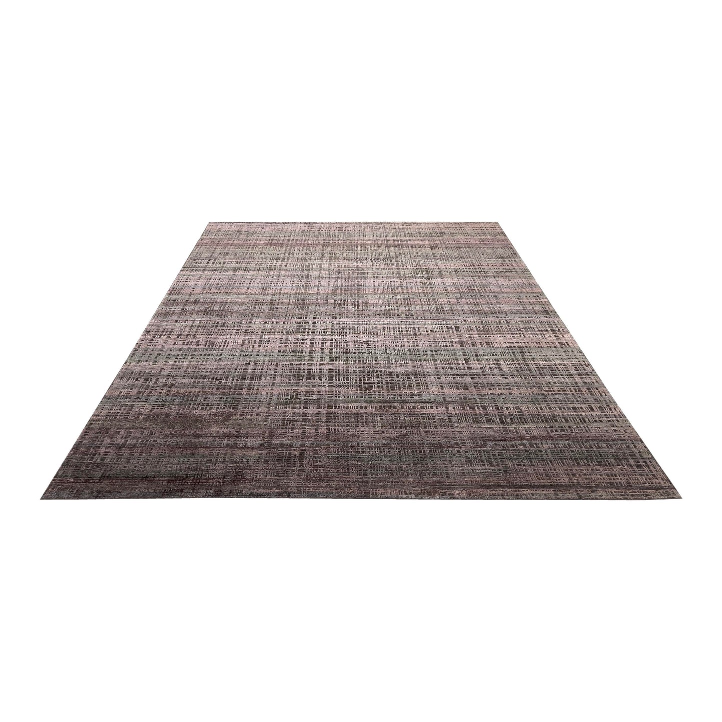 Brown, Silk Wool Oxidized Modern Handknotted 8.11x12.1ft 271x367Cms Area Rug