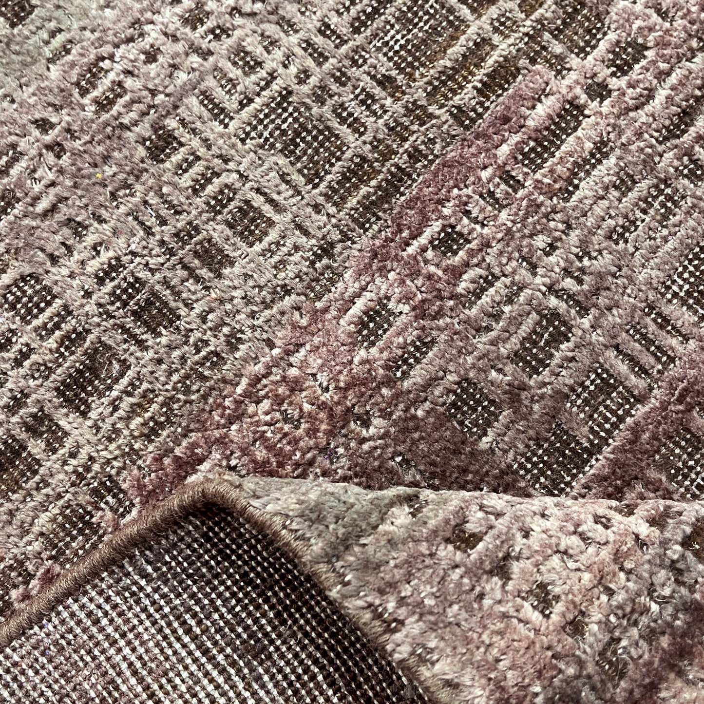 Brown, Silk Wool Oxidized Modern Handknotted 8.11x12.1ft 271x367Cms Area Rug