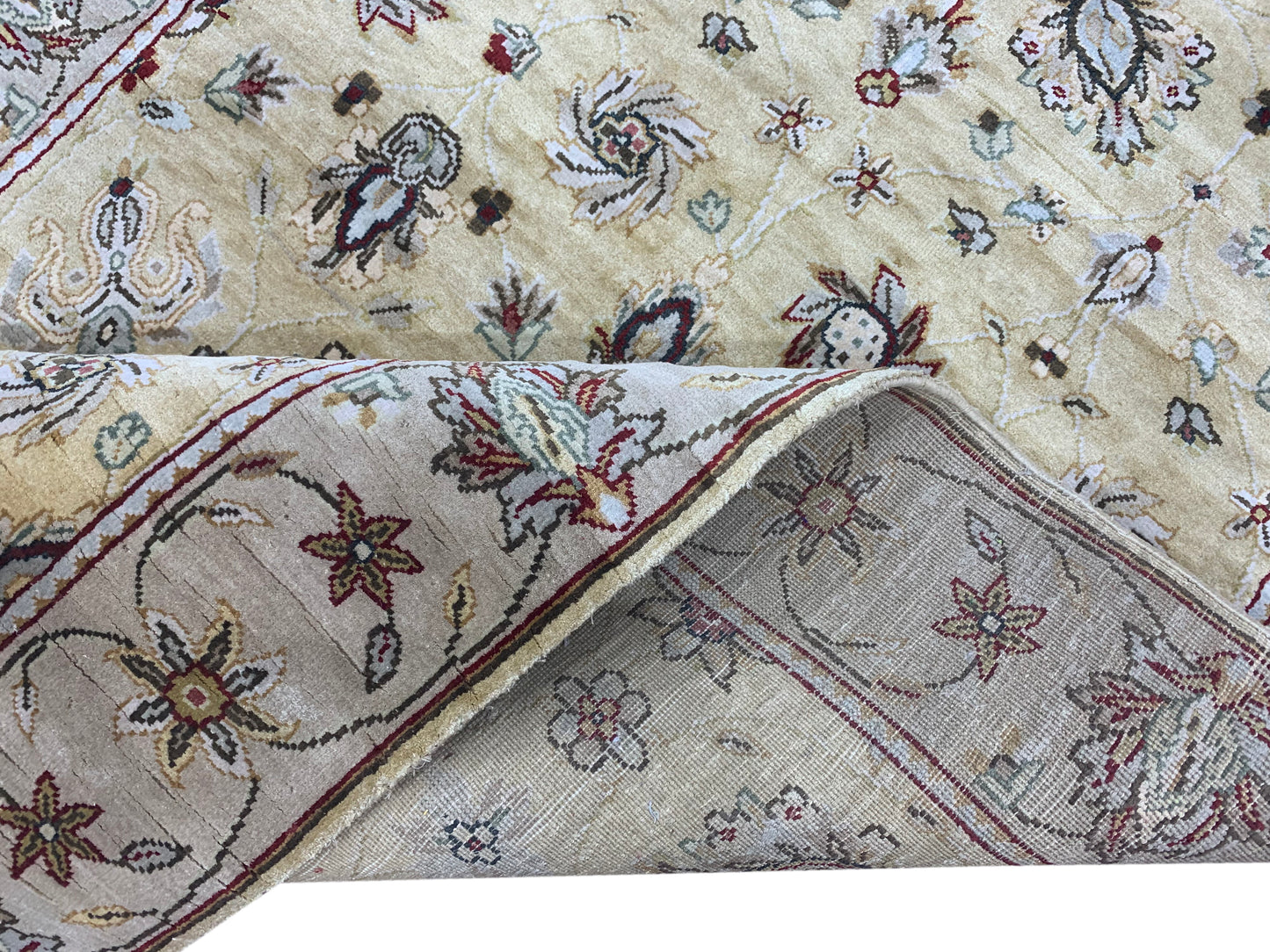 Yellow and Ivory, Pure Silk Traditional Handknotted 3.0x5.2Ft 92x156Cms Area Rug