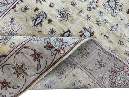 Yellow and Ivory, Pure Silk Traditional Handknotted 3.0x5.2Ft 92x156Cms Area Rug